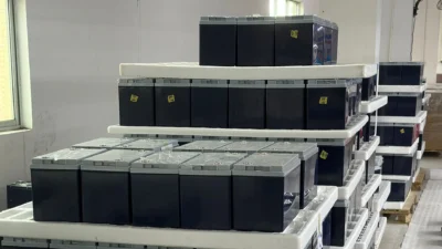 Packaged lithium battery products and solar canopy systems ready for global shipping