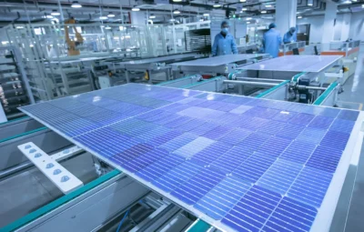 Wistek Energy solar panel front view with high-efficiency cells