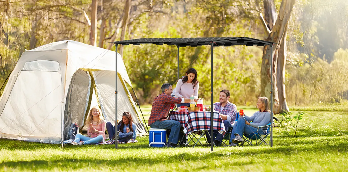 Wistek Energy Solar Canopy 18 Series in outdoor camping and off-grid solar power setup