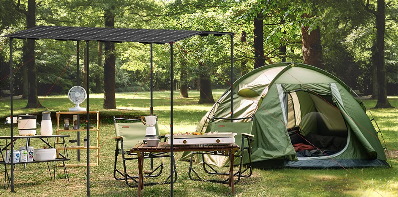 Wistek Energy Solar Canopy 24 Series in outdoor camping and off-grid solar power setup