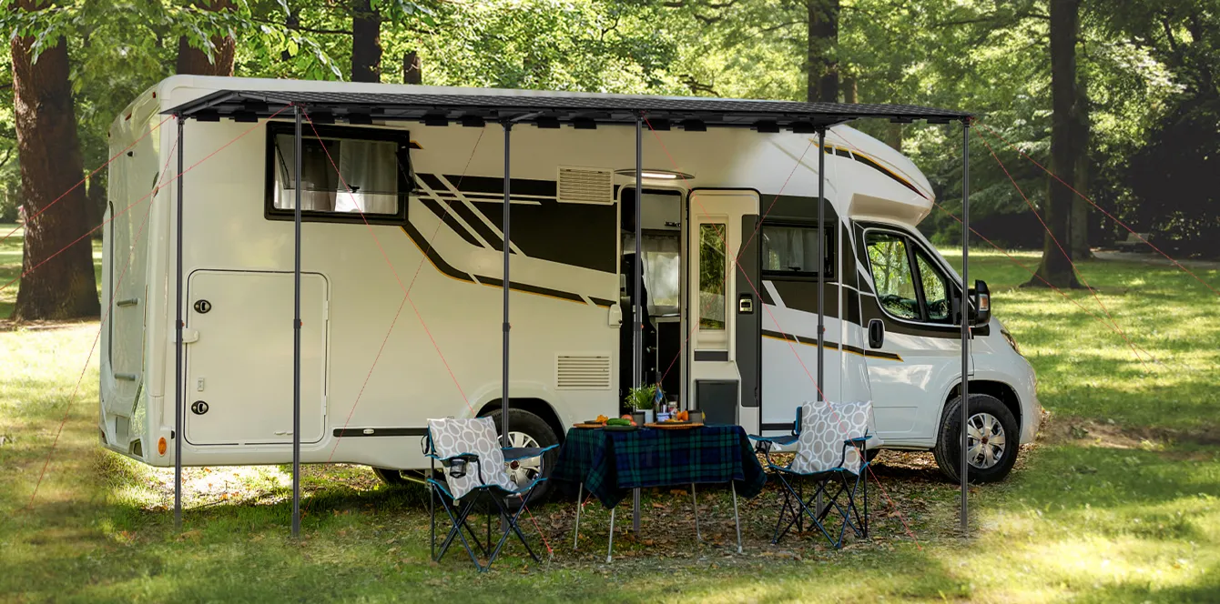 Wistek Energy Solar Canopy 36 Series in outdoor camping and off-grid solar power setup